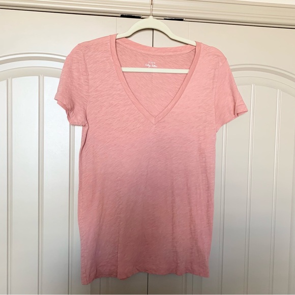 J.Crew Salmon Pink V-Neck Cotton T-Shirt - Picture 4 of 8